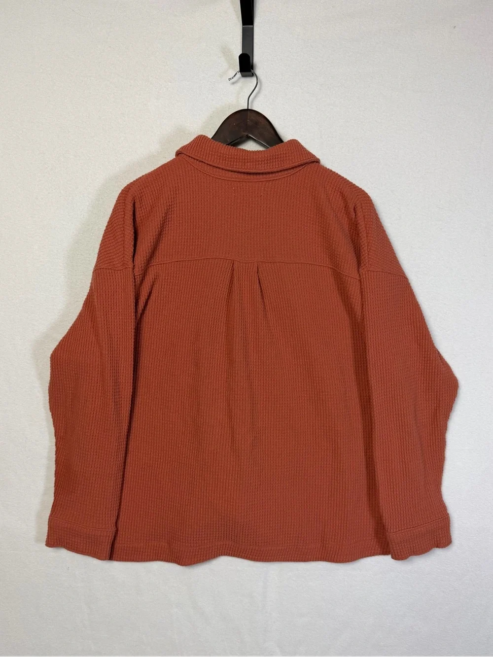 Madewell Shirt Jacket Women’s 2XL Orange Waffle Knit Shacket Textured